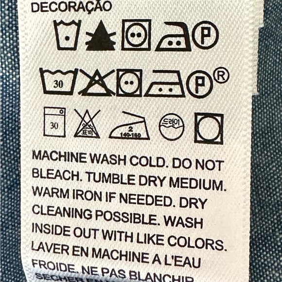 Men’s Levi's One Pocket Chambray Button Shirt Blue Llama Where I'm From Size L - Picture 8 of 8